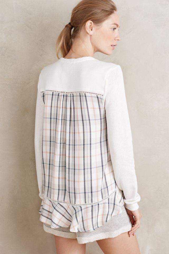 Ruffled Plaid Pullover #1