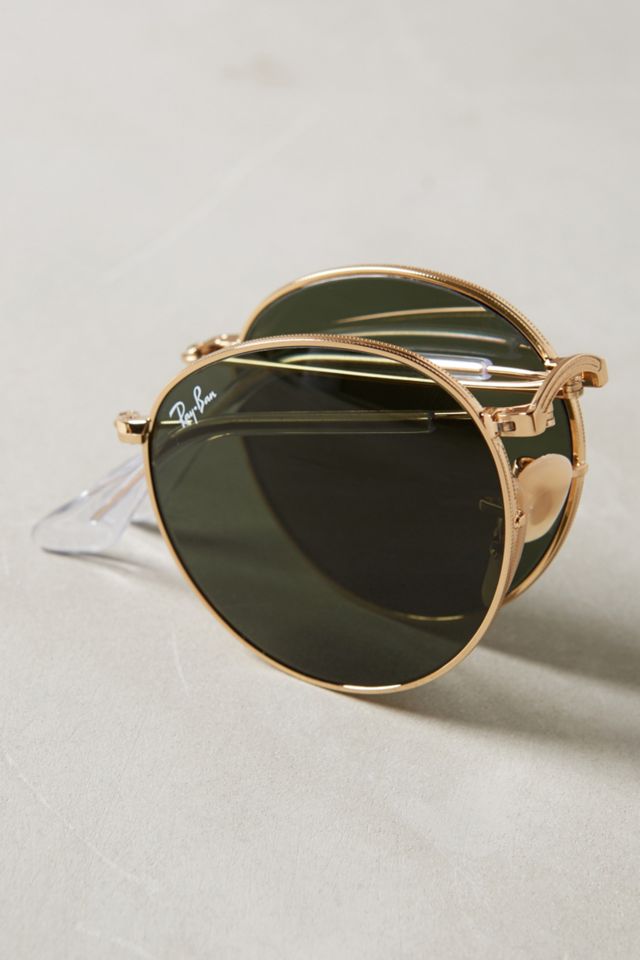 Gold Ray Ban Foldable Round Sunglasses Ray-Ban Round Folding - Main Image