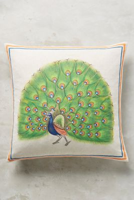 John Robshaw Green Peacock Pillow