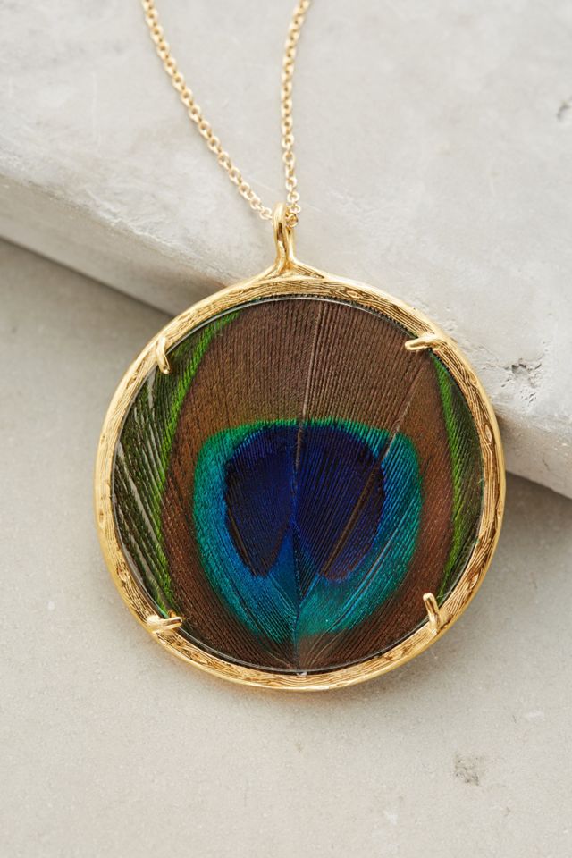 Peacock's Plume Pendant Necklace #1