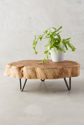 Footed Wood Slab Tray