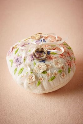 Floral Embroidered Ring Pillow