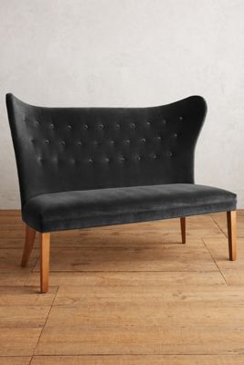 Velvet Wingback Bench, Armless