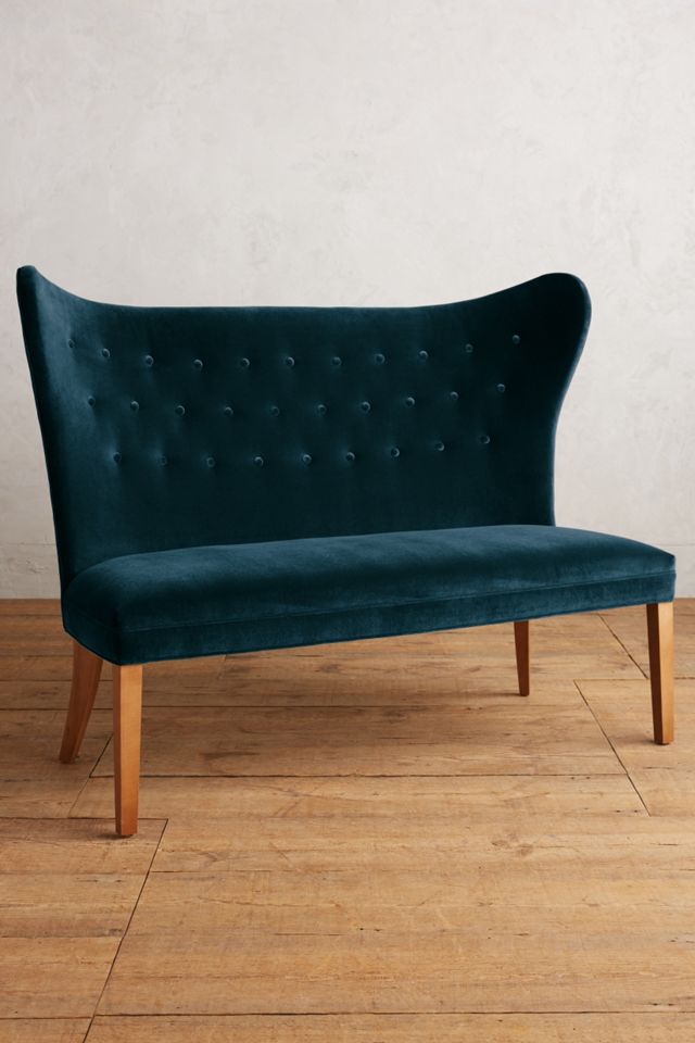 Velvet Wingback Bench, Armless