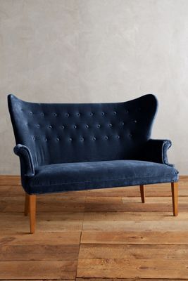 Velvet Wingback Bench