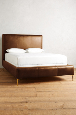 Anthropologie Premium Leather Edlyn Bed By  In Brown Size Cal King