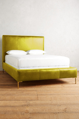 Anthropologie Premium Leather Edlyn Bed By  In Green Size Cal King