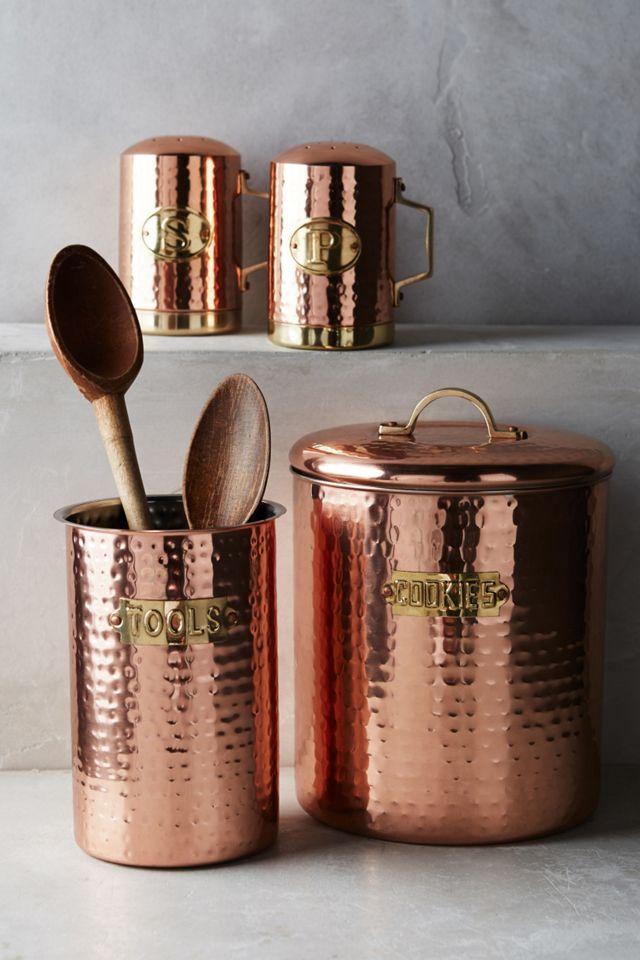 Hammered Copper Cookie Jar #1