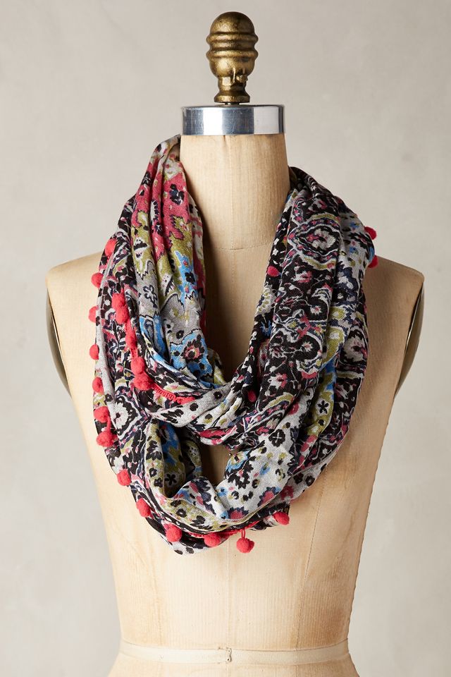 Pom Paisley Infinity Scarf