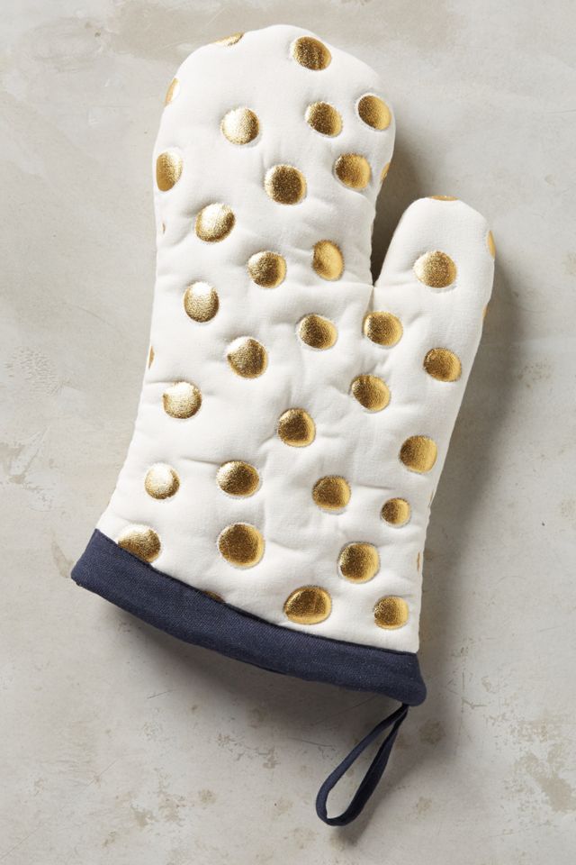 Gold Polka Dotted Pot Holder #1