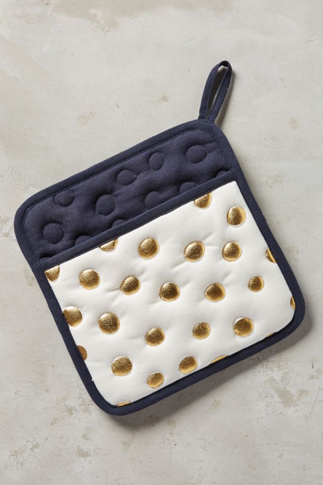 Gold Polka Dotted Pot Holder #2