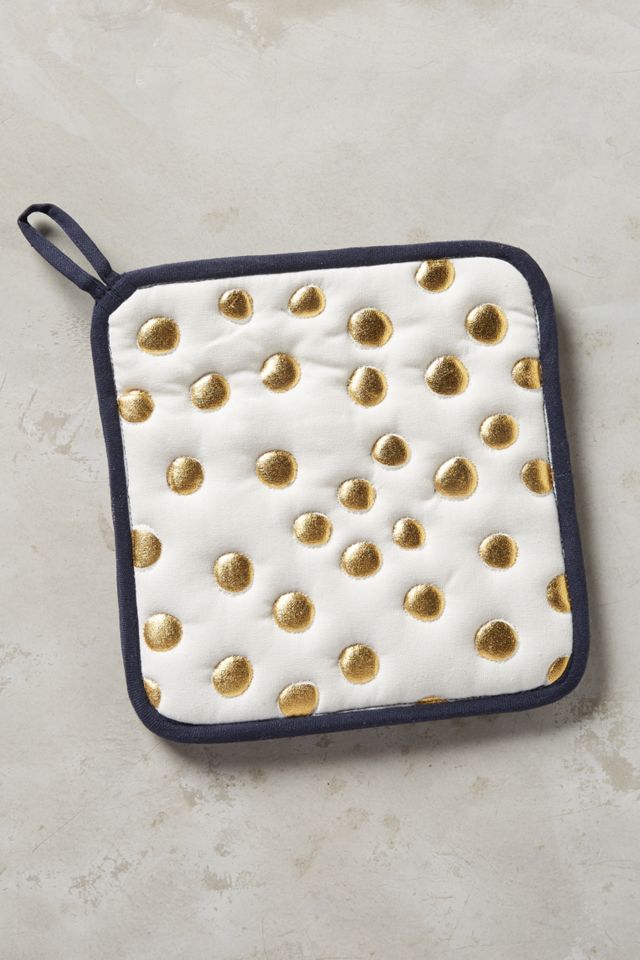 Gold Polka Dotted Pot Holder #3