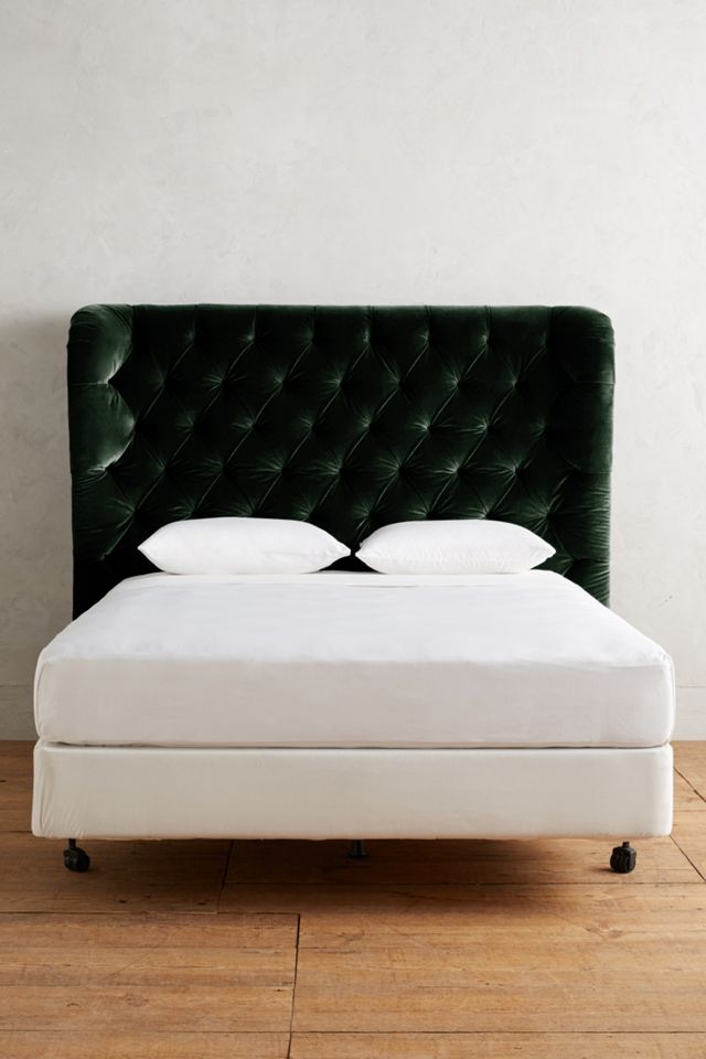 Velvet Tufted Wingback Headboard #1