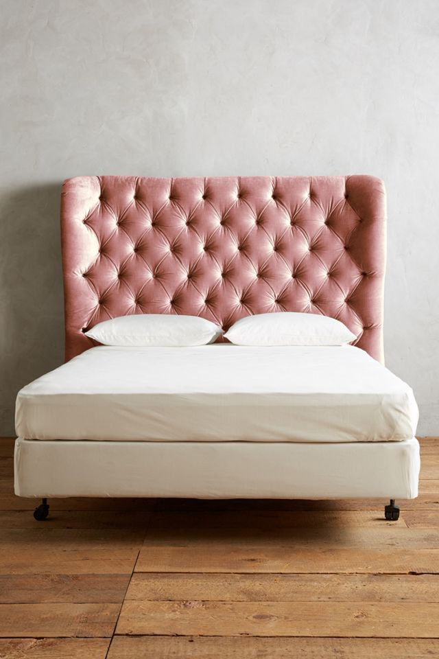Slub Velvet Tufted Wingback Headboard #1
