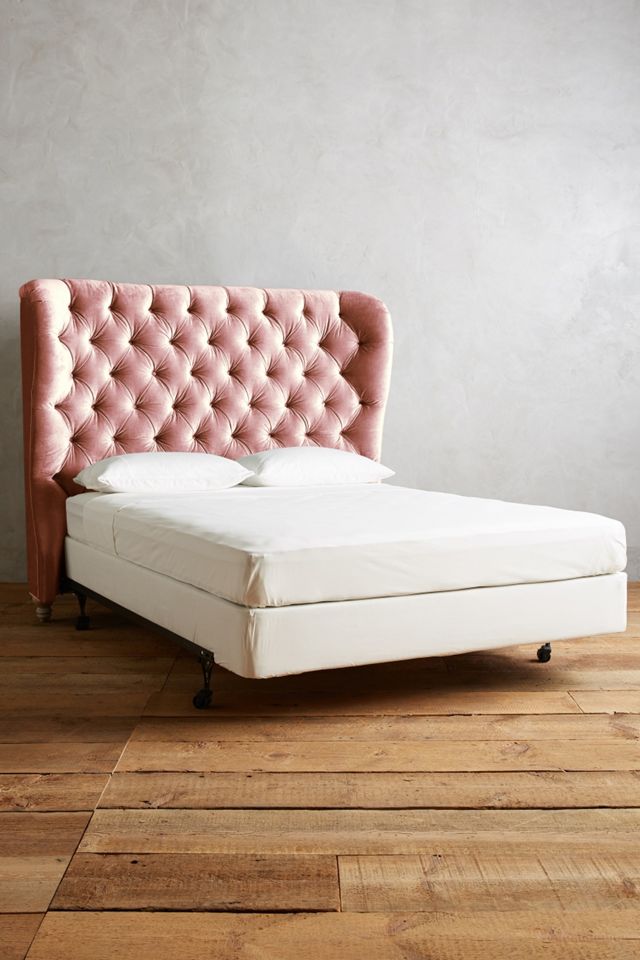 Slub Velvet Tufted Wingback Headboard #2