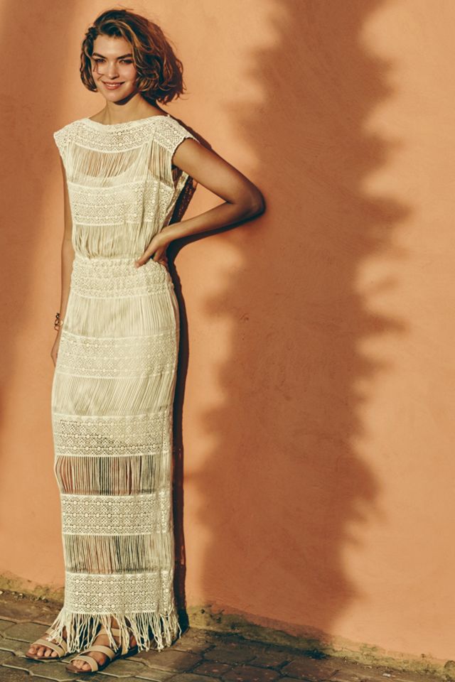 Fringed Crochet Maxi Dress | Anthropologie