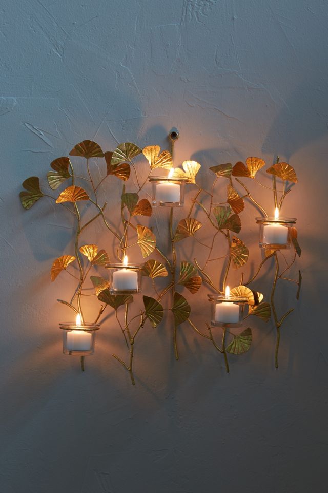 Ginkgo Branch Candle Sconce #1