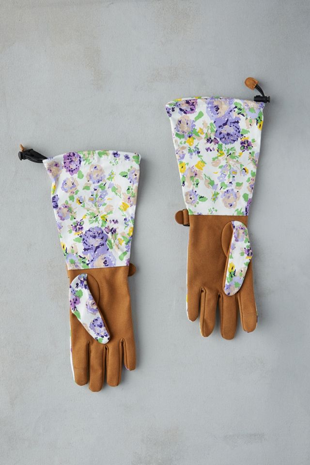 Floral Twill Garden Gloves #1