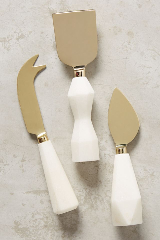 Faceted Marble Cheese Knives