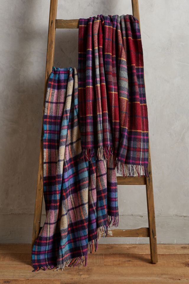 Avoca Plaid Lambswool Throw Blanket #1