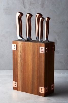 Wood & Copper Knife Block