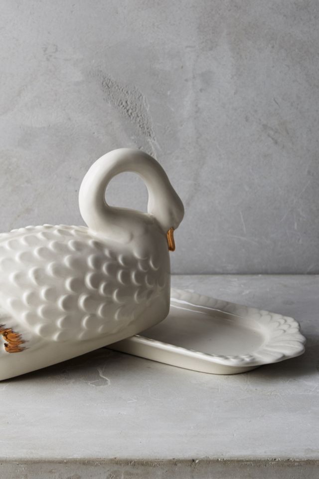 Ceramic Swan Butter Dish #1