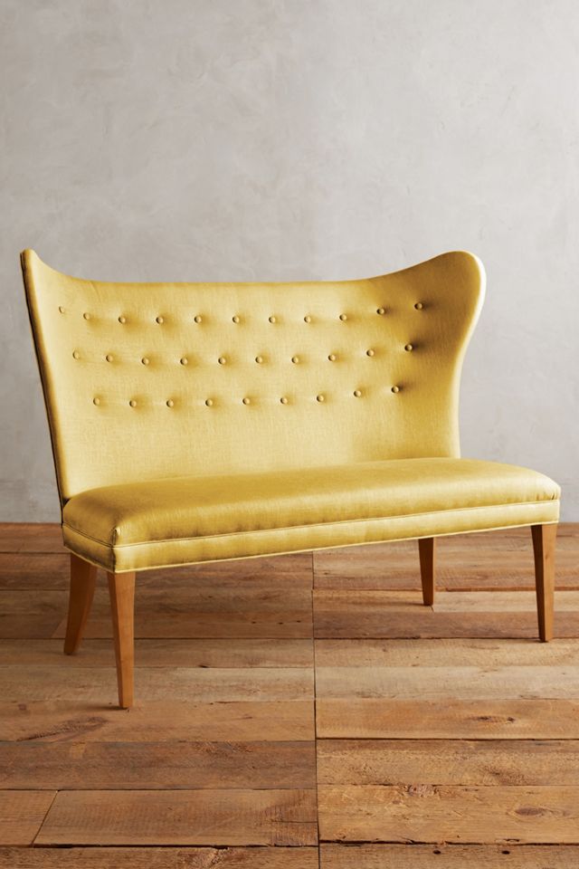 Linen Wingback Bench