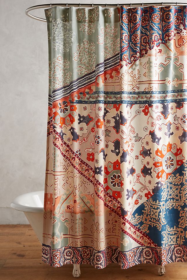 Details about   Anthropologie Risa Print Fabric Shower Curtain Boho Fabulous 72 X 72 