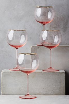 Gilded Rim Red Wine Glass Set
