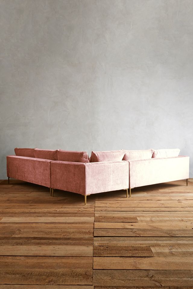 Slub Velvet Edlyn L-Shaped Sectional #1