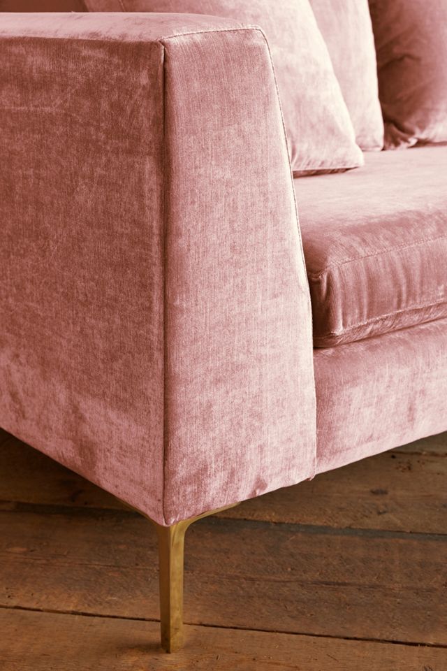 Slub Velvet Edlyn L-Shaped Sectional #2