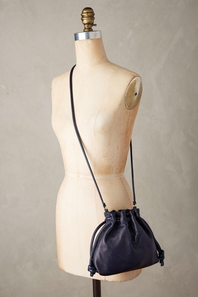 Clare V Emma Leather Drawstring Bag In Black