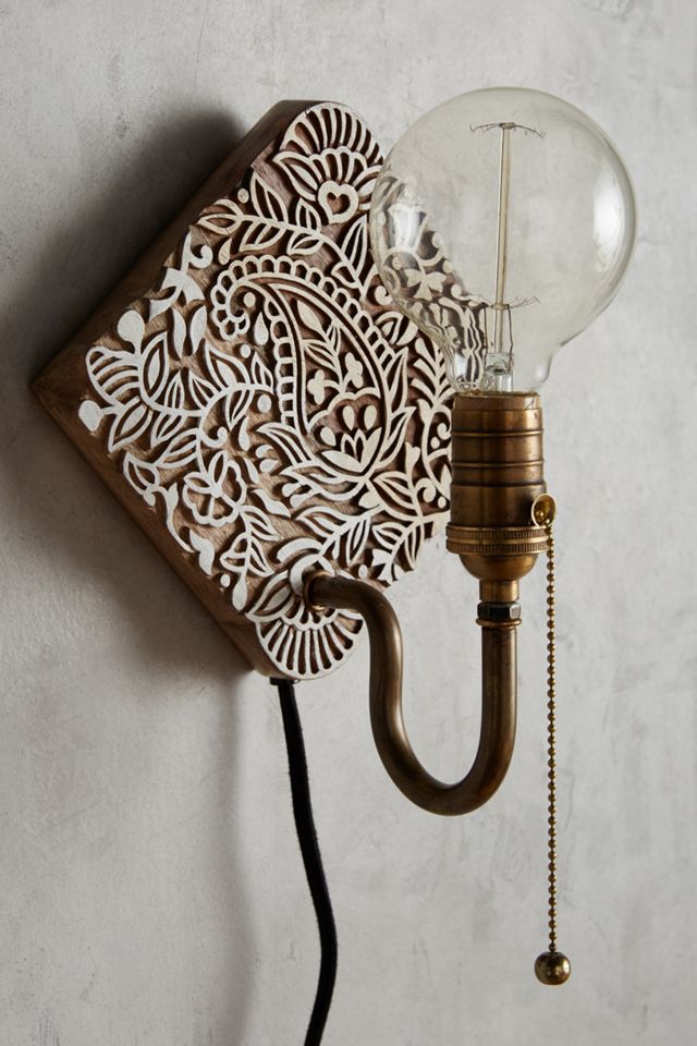 Carved Wood Sconce #2