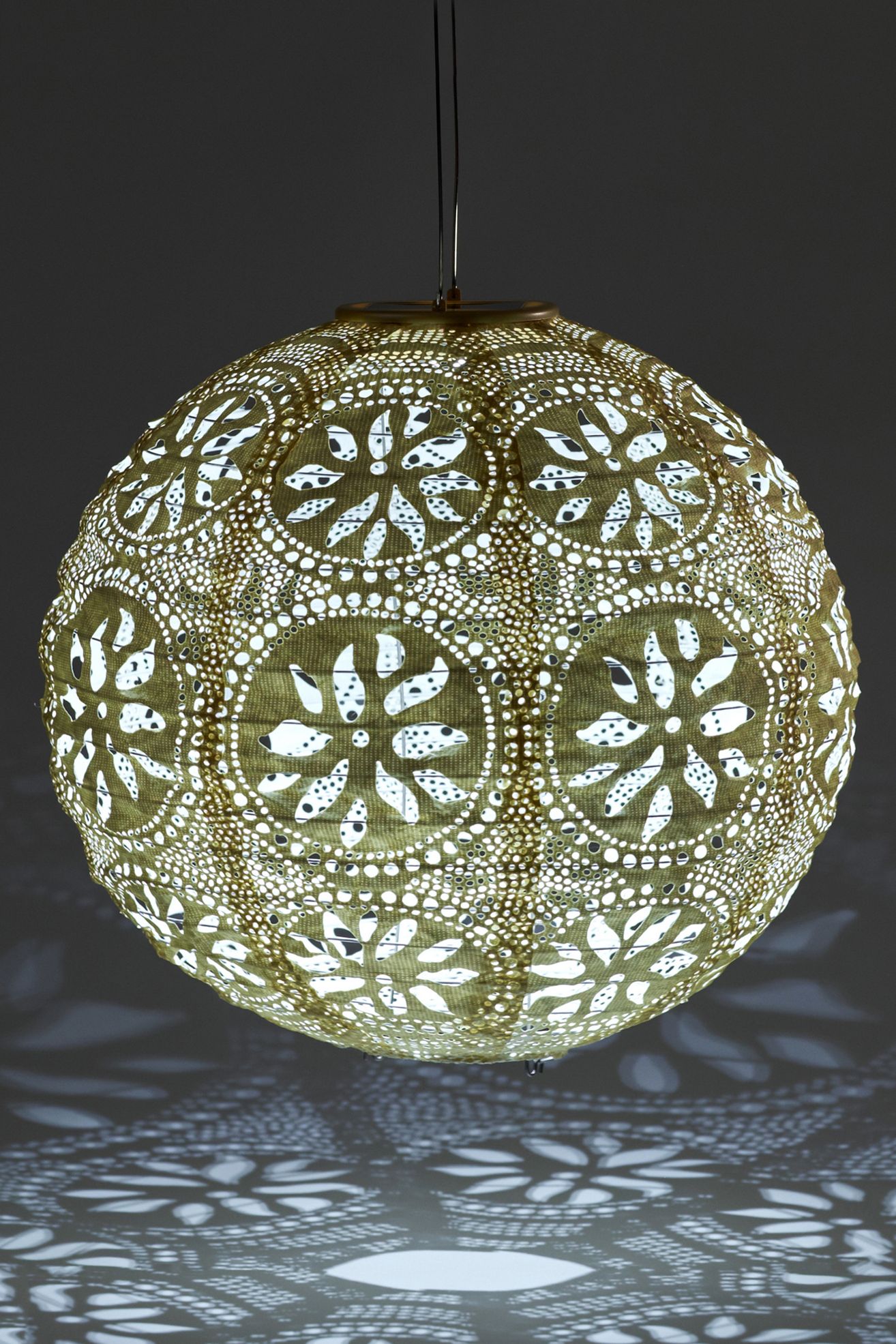 Floral Lace Solar Lantern - WHITE, Standard, One Size