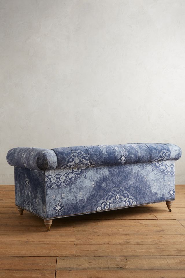 Rug-Printed Lyre Chesterfield Petite Sofa #1
