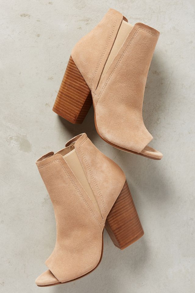 Tan open shop toe booties