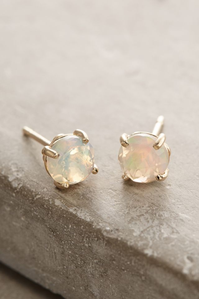 14k Gold Round Stud Earrings