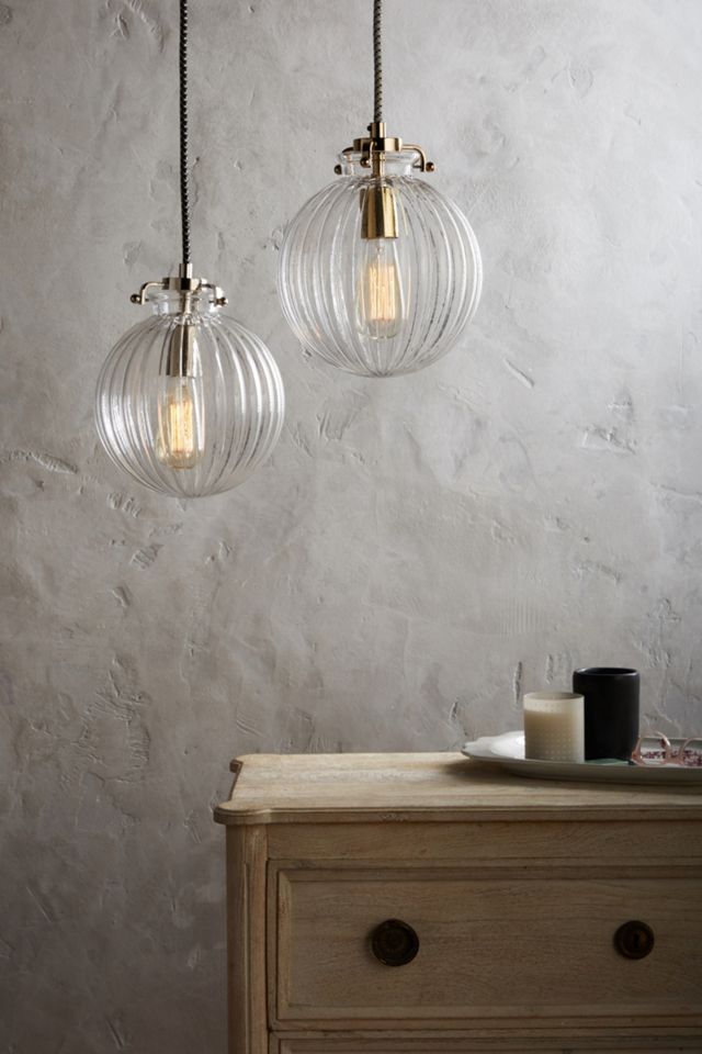 Fluted Glass Globe Pendant #1