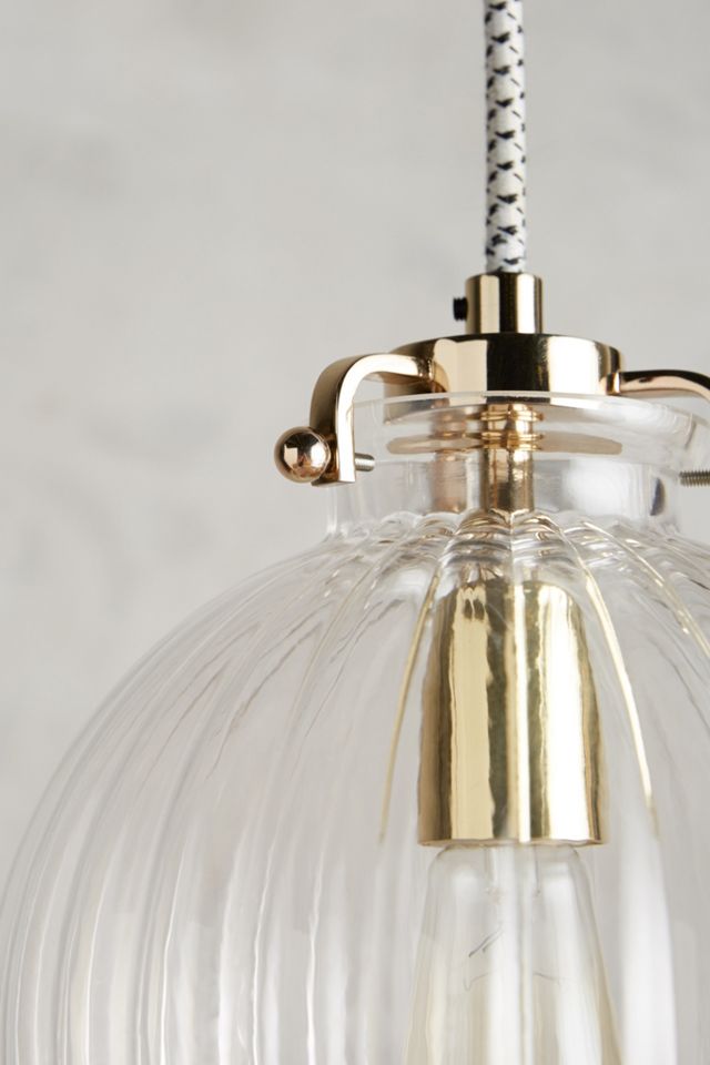 Fluted Glass Globe Pendant #2