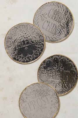 Hammered Brass Coaster Set