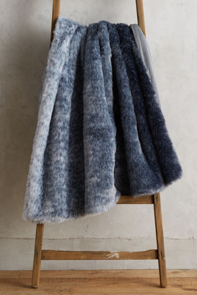 Ombre Sky Faux-Fur Throw #1