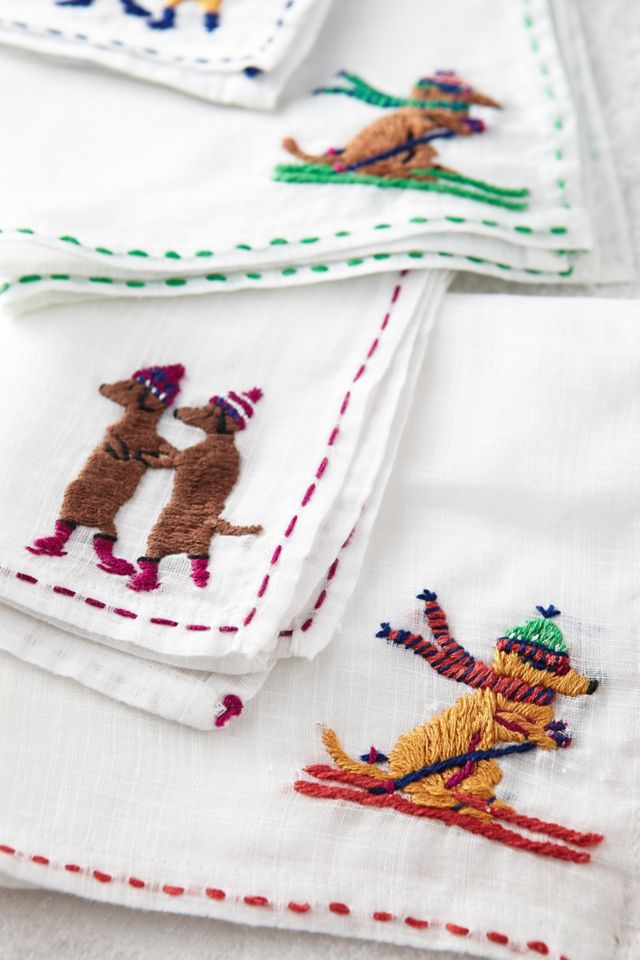 Stitched Dachshund Napkin Set #1