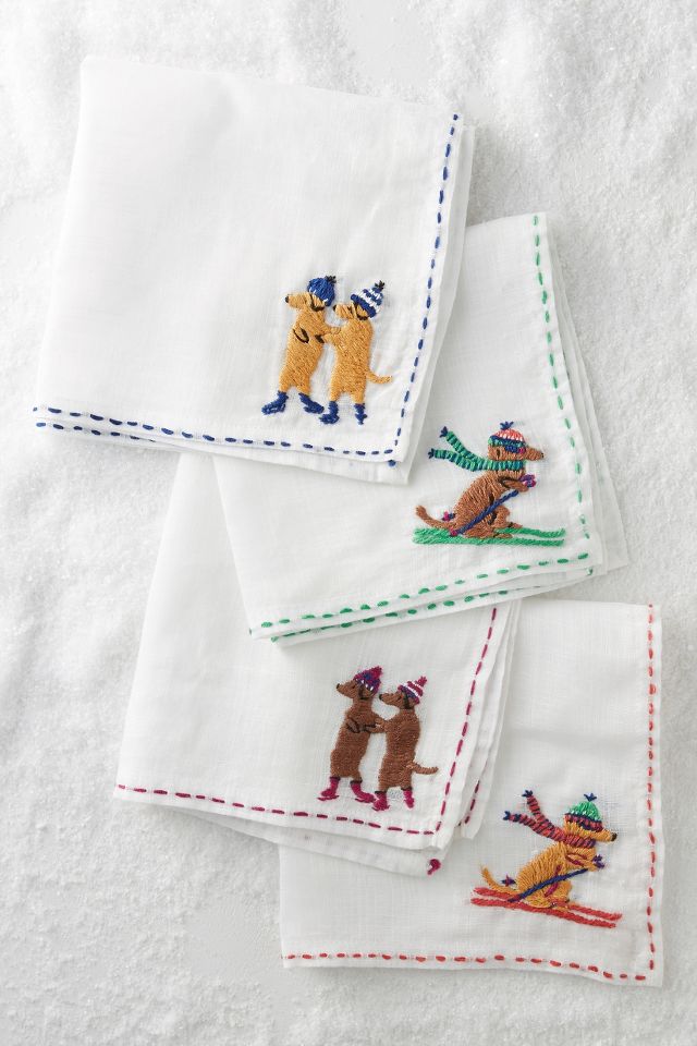 Stitched Dachshund Napkin Set