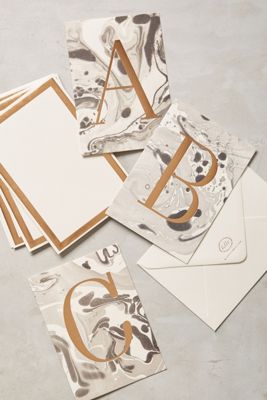 Marbled Monogram Cards
