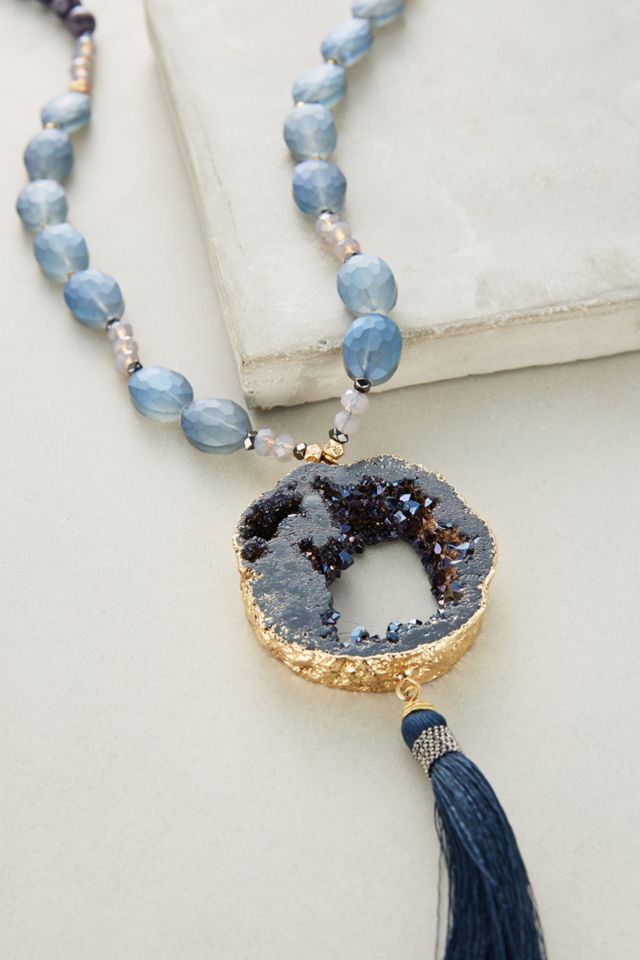 Tasseled Agate Lariat #1