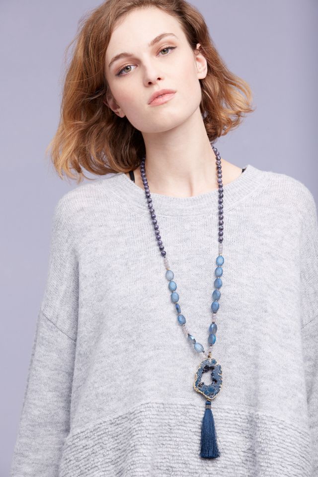 Tasseled Agate Lariat #2