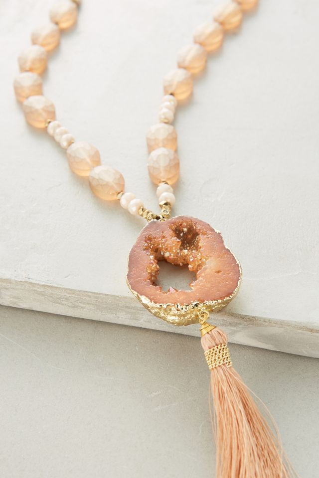 Achat-Lariat-Halskette mit Fransen #1