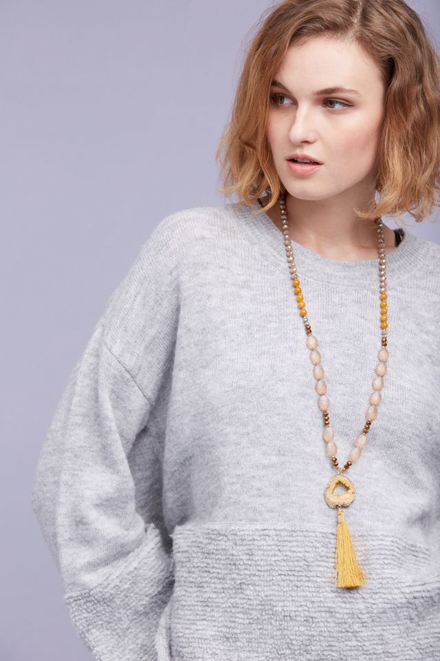 Achat-Lariat-Halskette mit Fransen #3