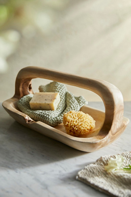 Terrain Carved Teak Bath Caddy