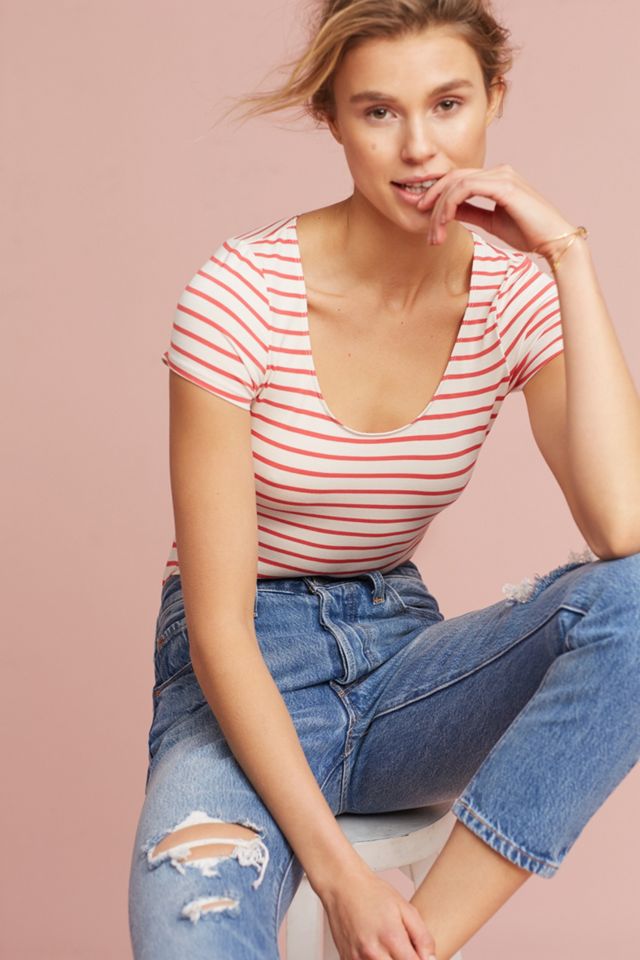Cap-Sleeved Scoopneck Bodysuit #2